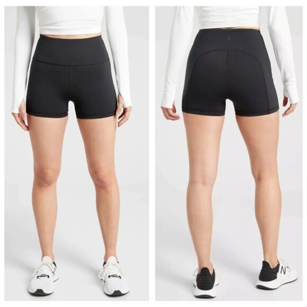Athleta Ultimate 3" Shorts High Rise Fitted Mini Length M Black